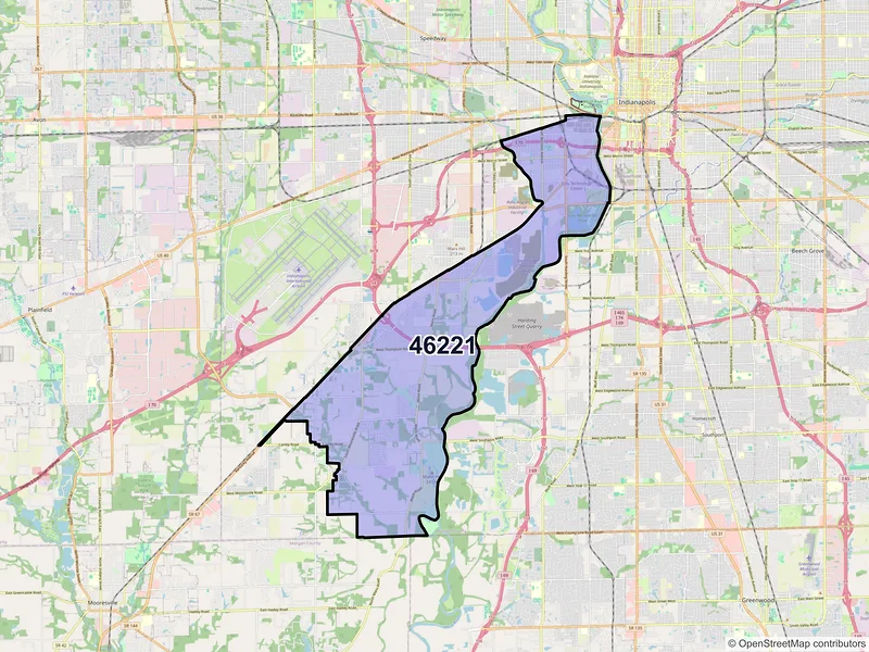 Map of ZIP Code 46221 — Indianapolis, IN
