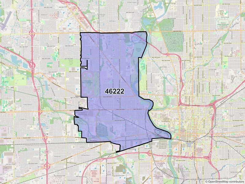 Map of ZIP Code 46222 — Indianapolis, IN