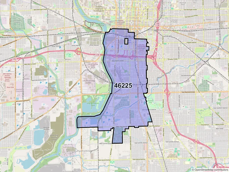 Map of ZIP Code 46225 — Indianapolis, IN