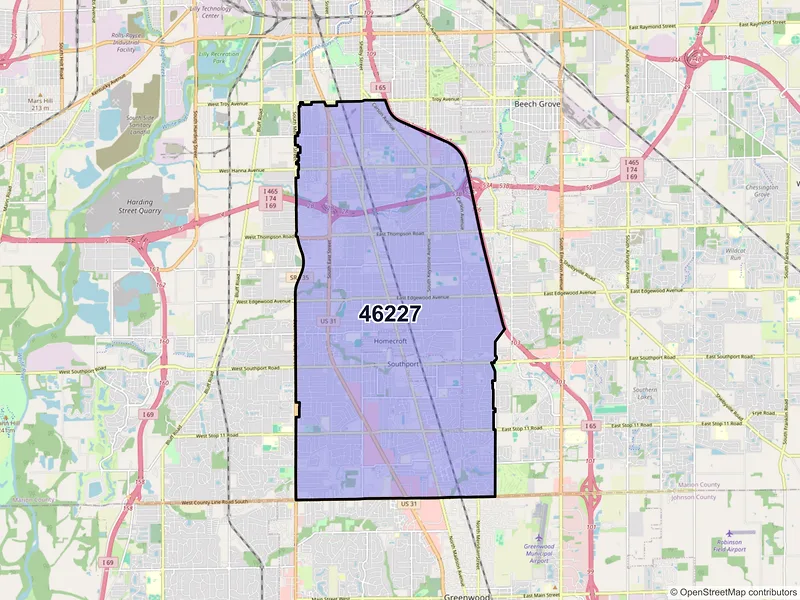 Map of ZIP Code 46227 — Indianapolis, IN