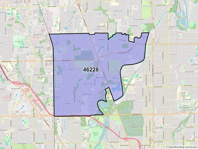 Map of ZIP Code 46228 — Indianapolis, IN