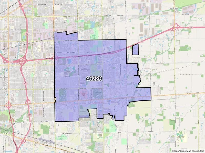 Map of ZIP Code 46229 — Indianapolis, IN