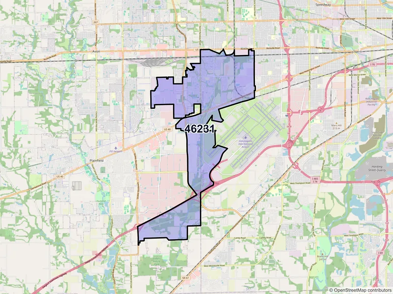 Map of ZIP Code 46231 — Indianapolis, IN
