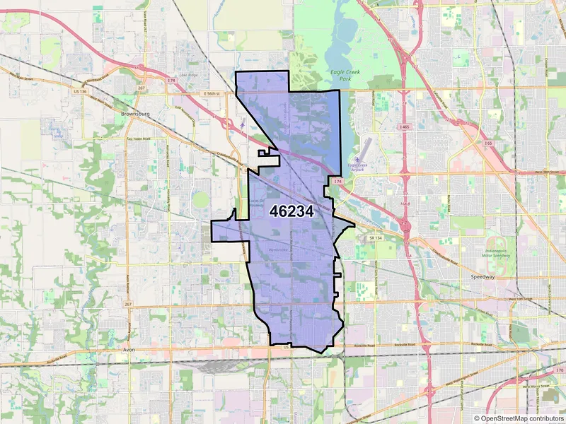 Map of ZIP Code 46234 — Indianapolis, IN
