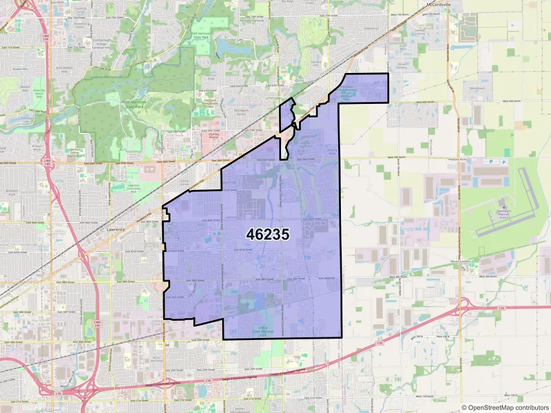 Map of ZIP Code 46235 — Indianapolis, IN