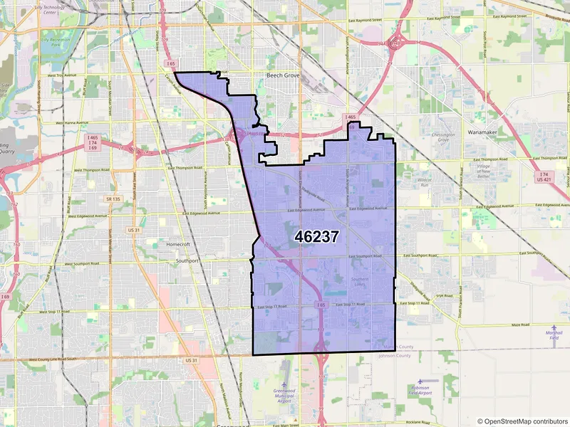 Map of ZIP Code 46237 — Indianapolis, IN