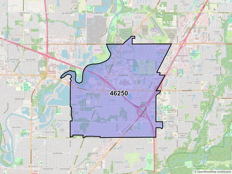 Map of ZIP Code 46250 — Indianapolis, IN