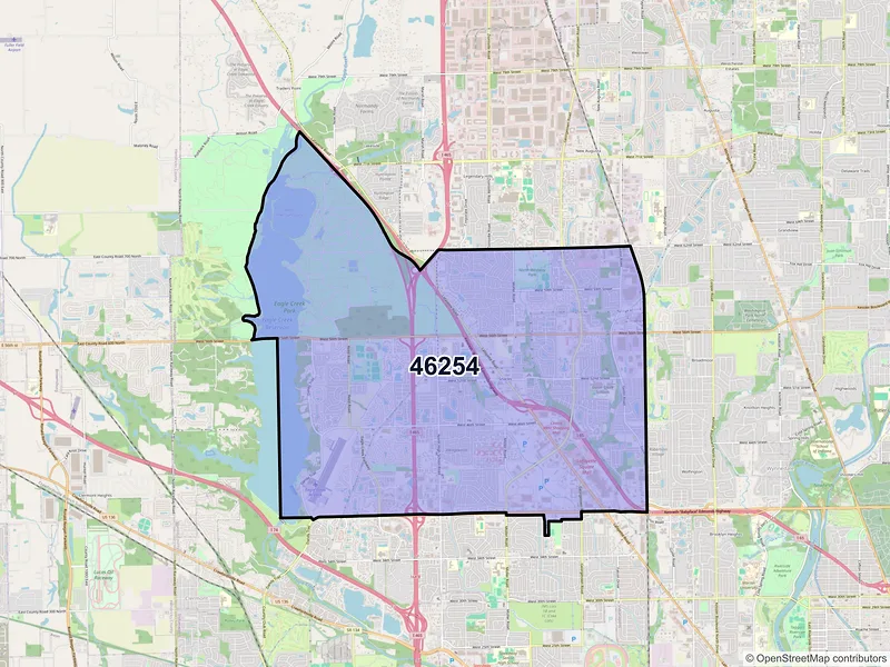Map of ZIP Code 46254 — Indianapolis, IN