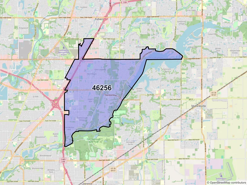 Map of ZIP Code 46256 — Indianapolis, IN