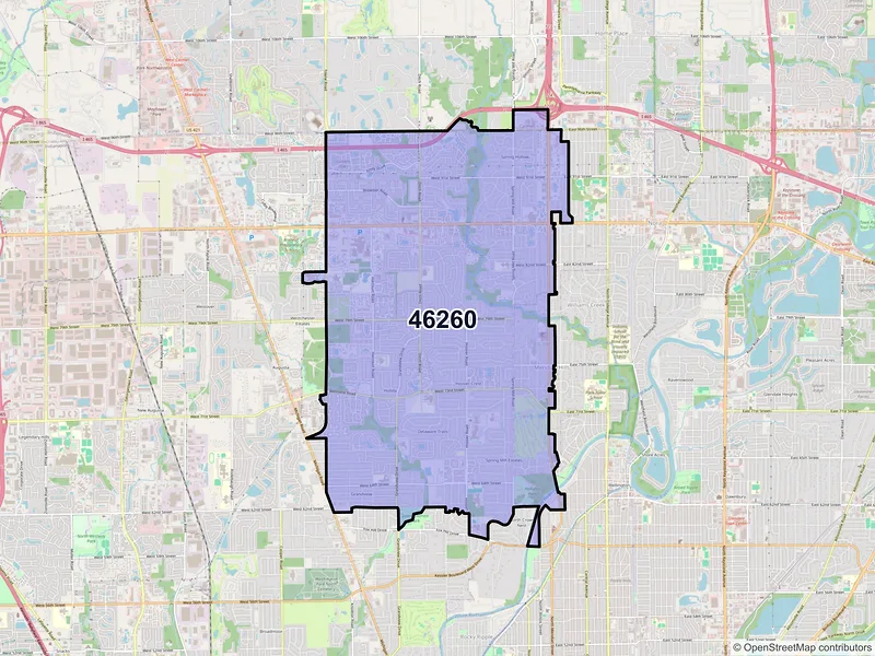Map of ZIP Code 46260 — Indianapolis, IN