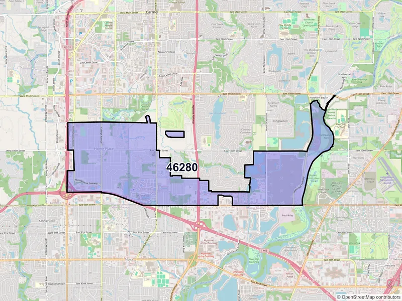 Map of ZIP Code 46280 — Indianapolis, IN