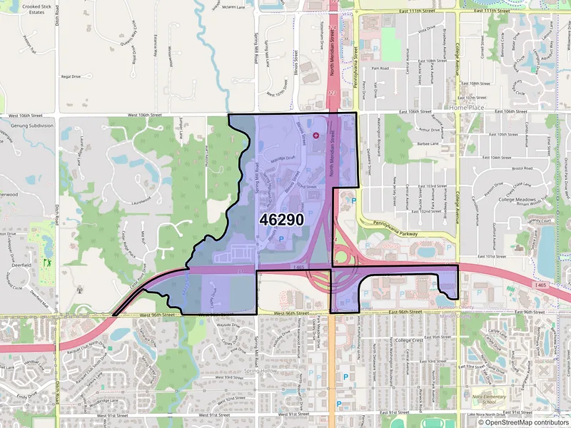 Map of ZIP Code 46290 — Indianapolis, IN