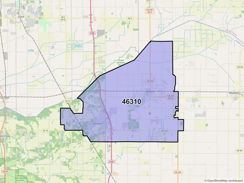 Map of ZIP Code 46310 — Demotte, IN