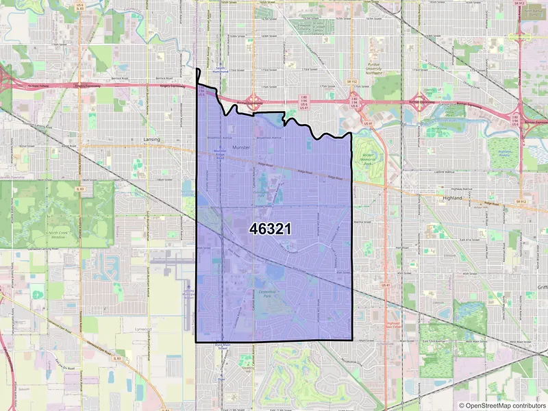 Map of ZIP Code 46321 — Munster, IN