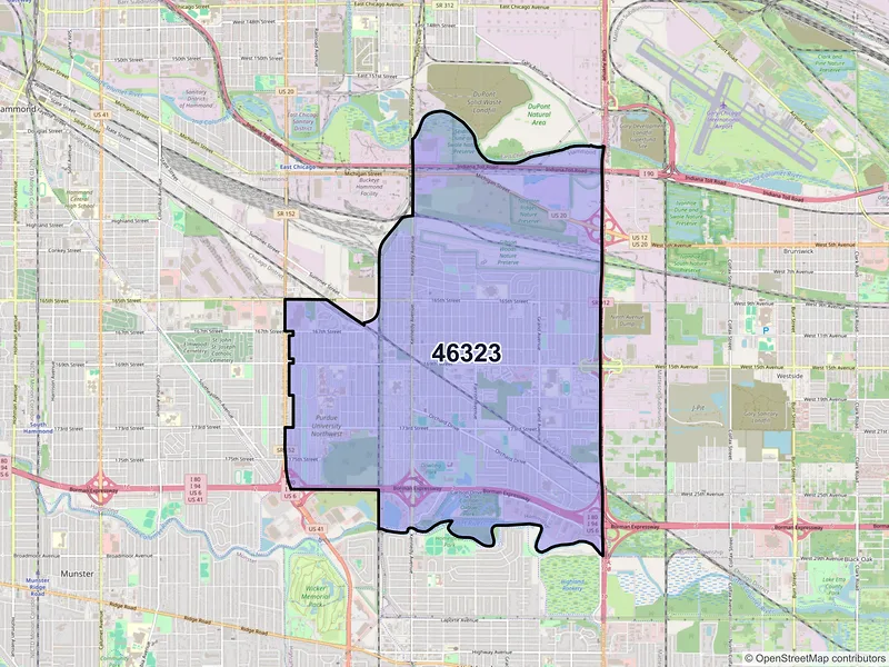 Map of ZIP Code 46323 — Hammond, IN