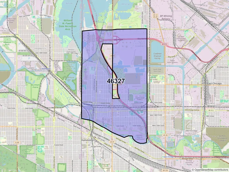 Map of ZIP Code 46327 — Hammond, IN
