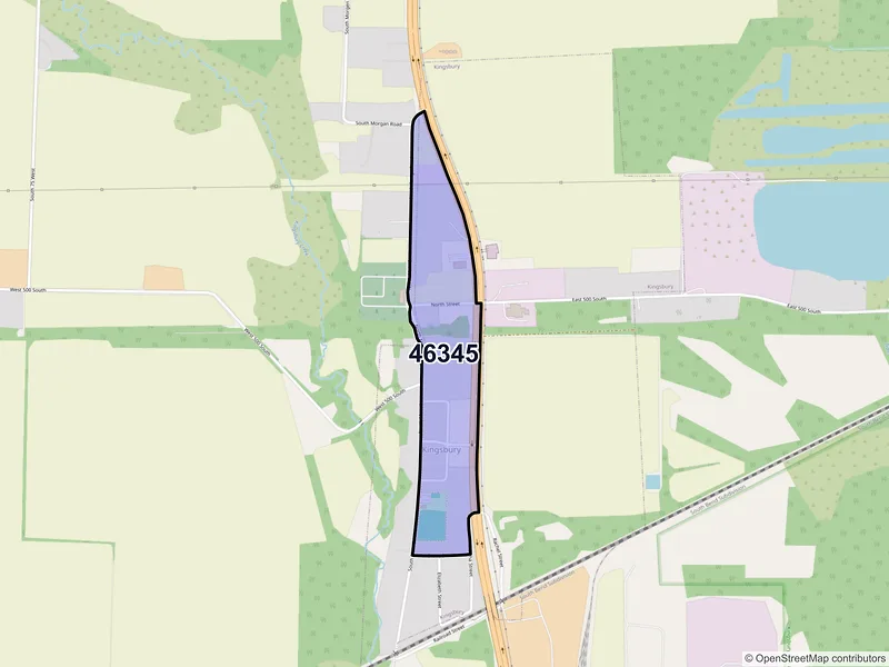 Map of Kingsbury, Indiana and ZIP codes