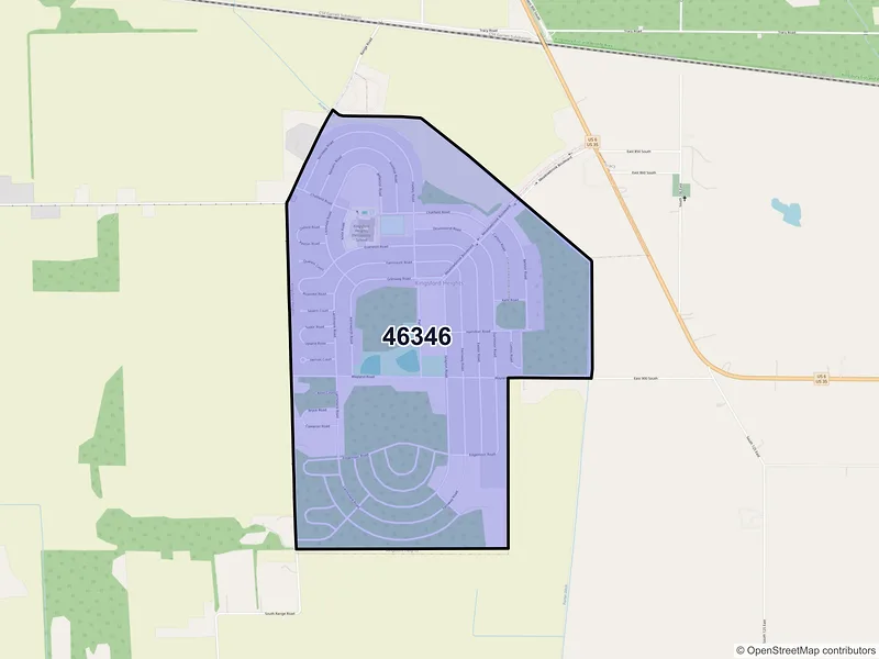 Map of Kingsford Heights, Indiana and ZIP codes