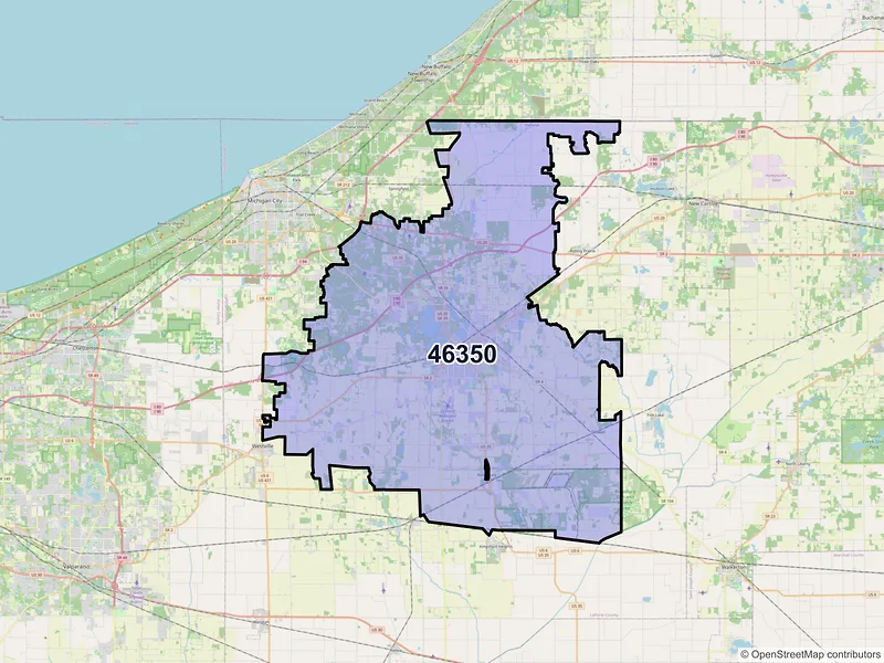 Map of ZIP Code 46350 — La Porte, IN