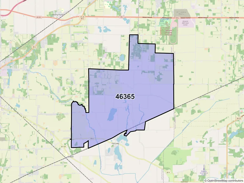 Map of ZIP Code 46365 — Mill Creek, IN