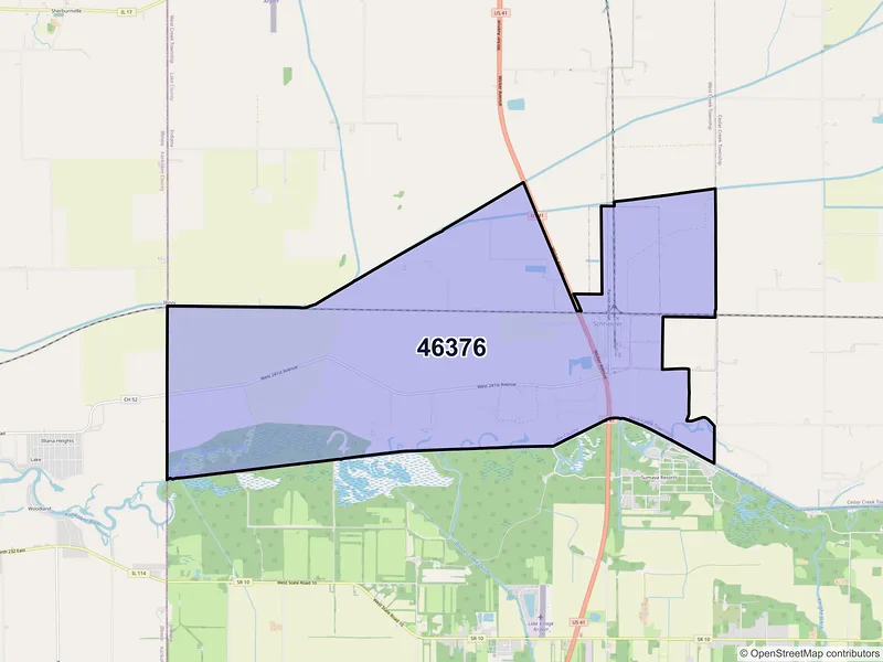 Map of Schneider, Indiana and ZIP codes