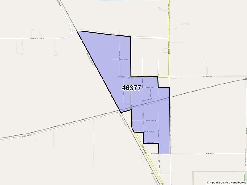 Map of Shelby, Indiana and ZIP codes