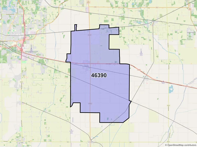 Map of ZIP Code 46390 — Wanatah, IN