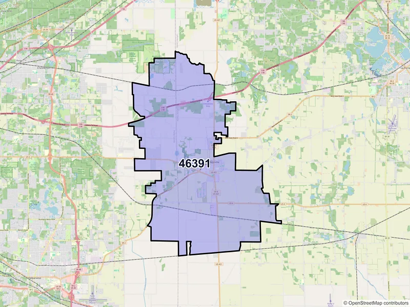 Map of ZIP Code 46391 — Westville, IN
