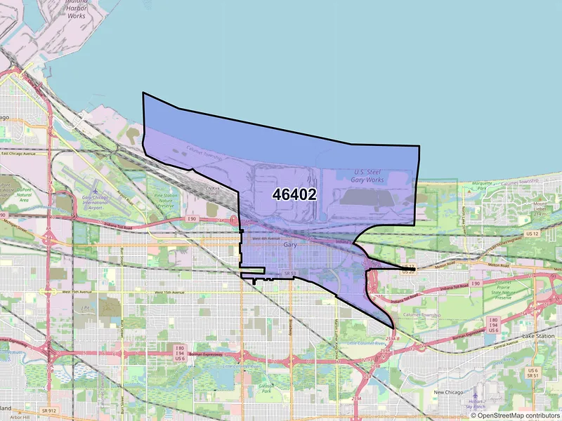 Map of ZIP Code 46402 — Gary, IN