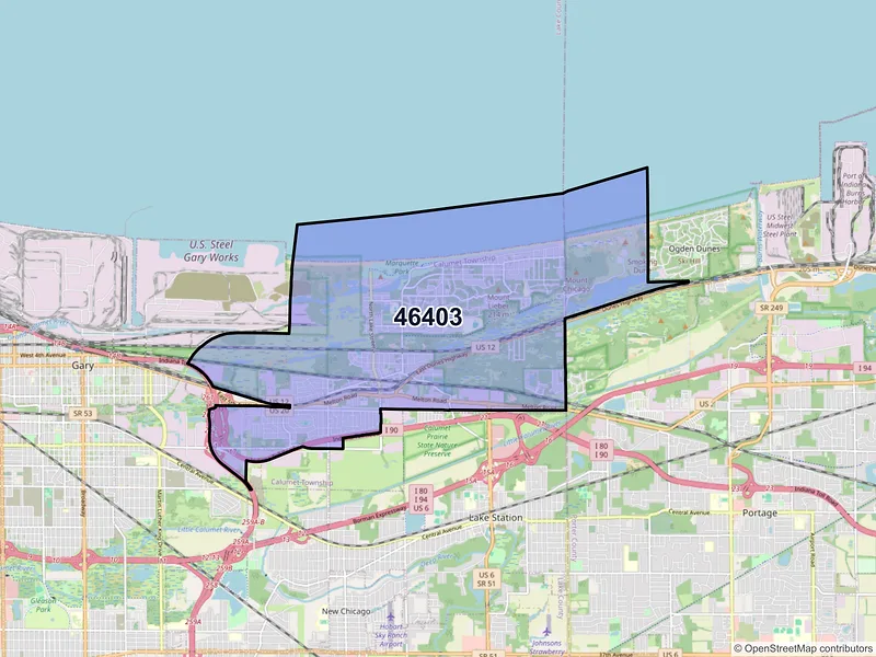 Map of ZIP Code 46403 — Gary, IN