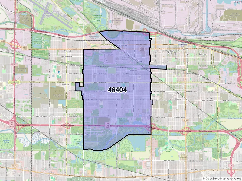 Map of ZIP Code 46404 — Gary, IN
