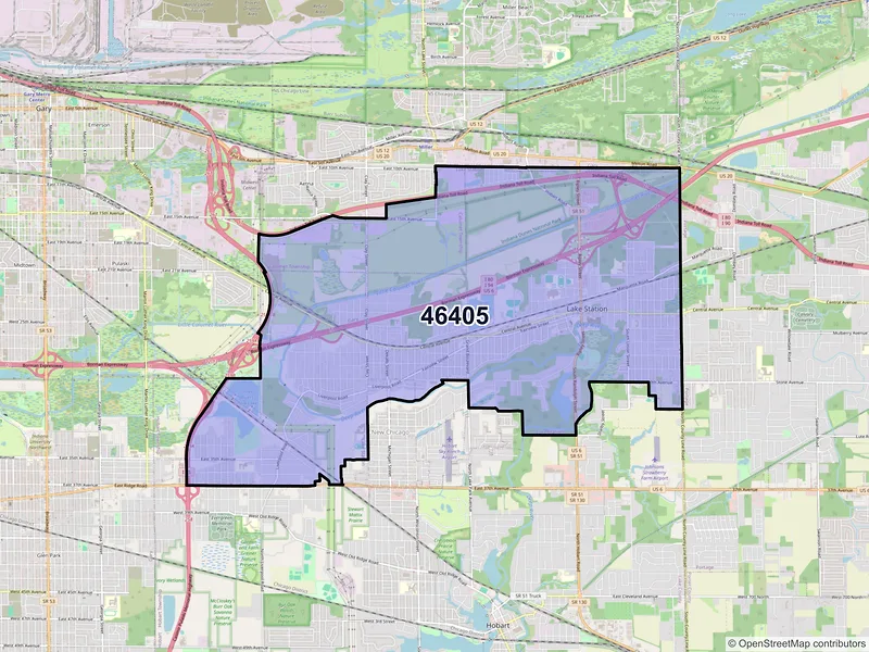 Map of ZIP Code 46405 — Lake Station, IN