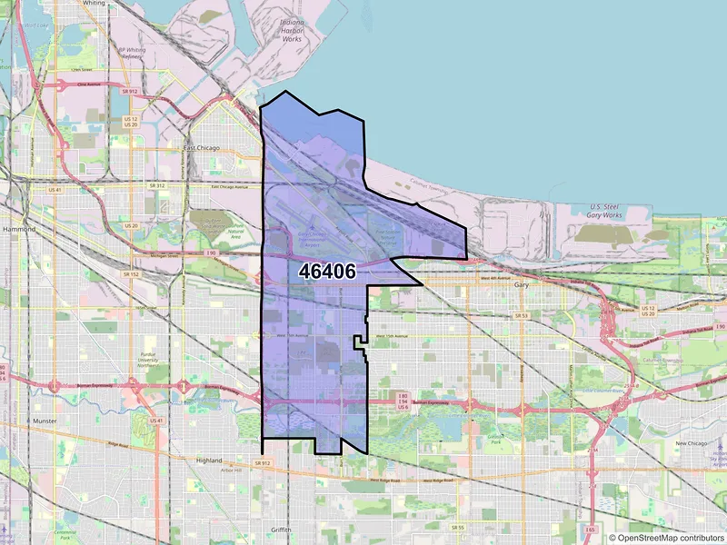 Map of ZIP Code 46406 — Gary, IN