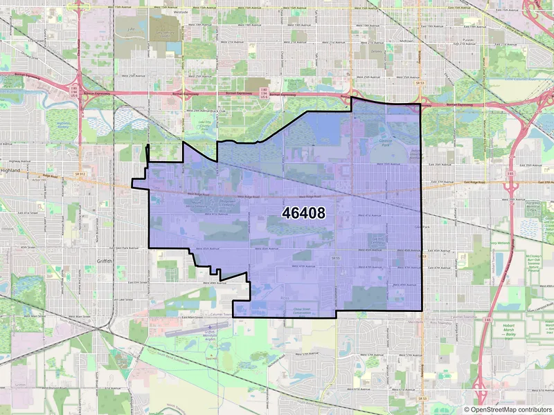 Map of ZIP Code 46408 — Gary, IN