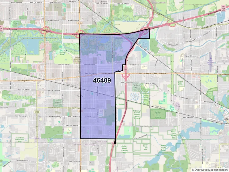 Map of ZIP Code 46409 — Gary, IN