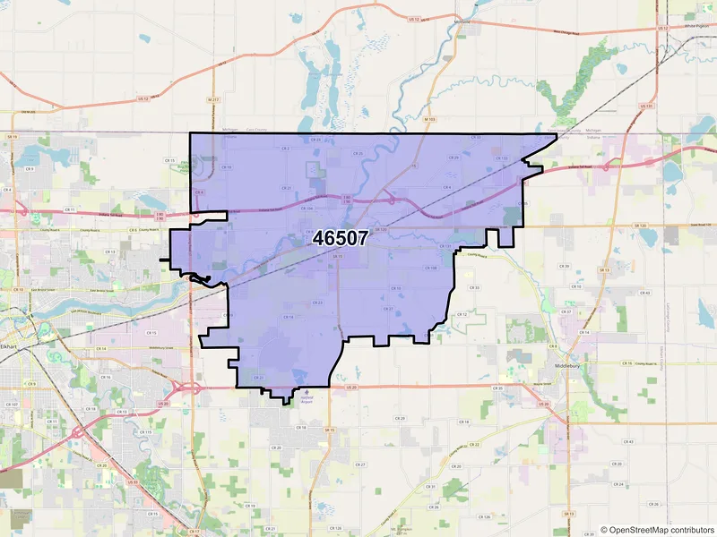 Map of ZIP Code 46507 — Bristol, IN