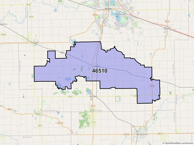 Map of ZIP Code 46510 — Claypool, IN