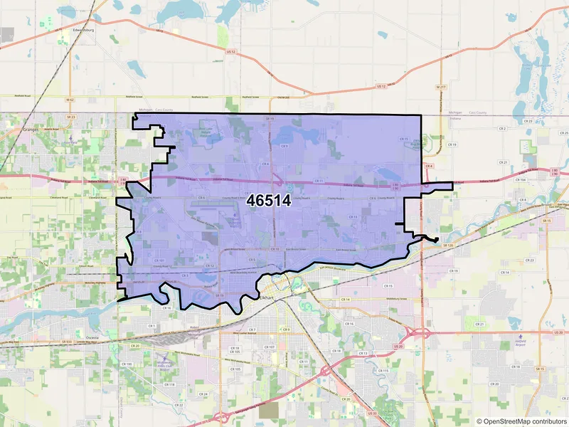 Map of ZIP Code 46514 — Elkhart, IN