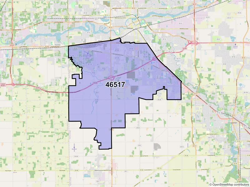 Map of ZIP Code 46517 — Elkhart, IN