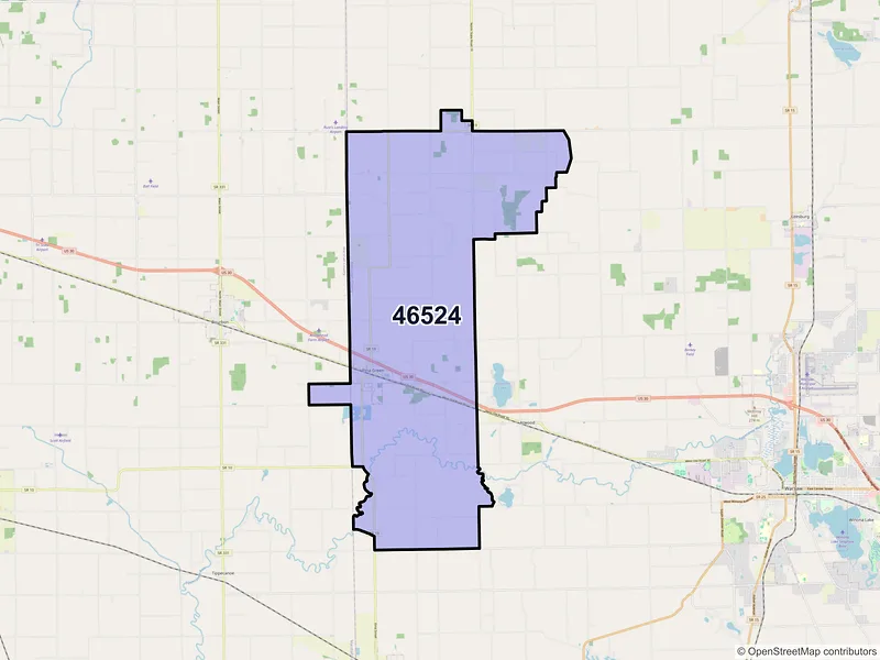 Map of ZIP Code 46524 — Etna Green, IN