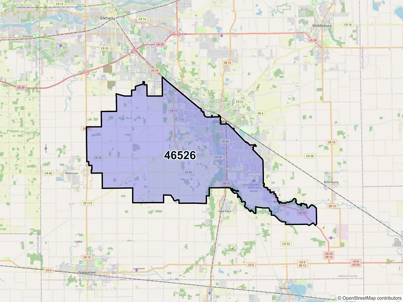 Map of ZIP Code 46526 — Goshen, IN