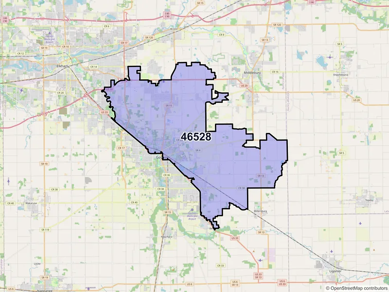 Map of ZIP Code 46528 — Goshen, IN