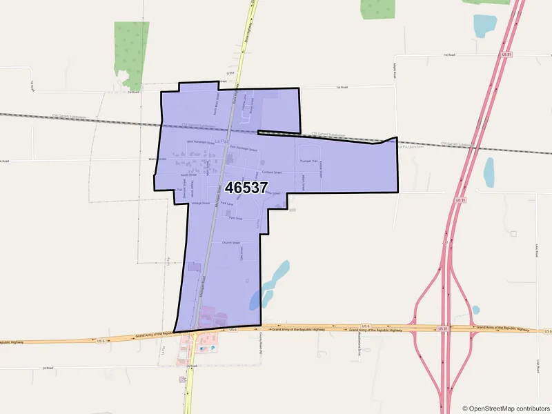 Map of Lapaz, Indiana and ZIP codes