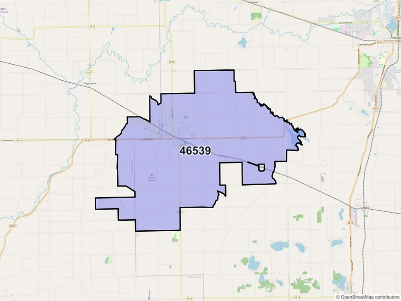 Map of ZIP Code 46539 — Mentone, IN