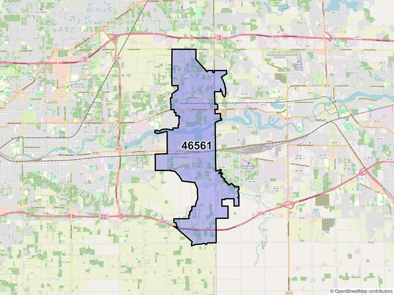 Map of ZIP Code 46561 — Osceola, IN
