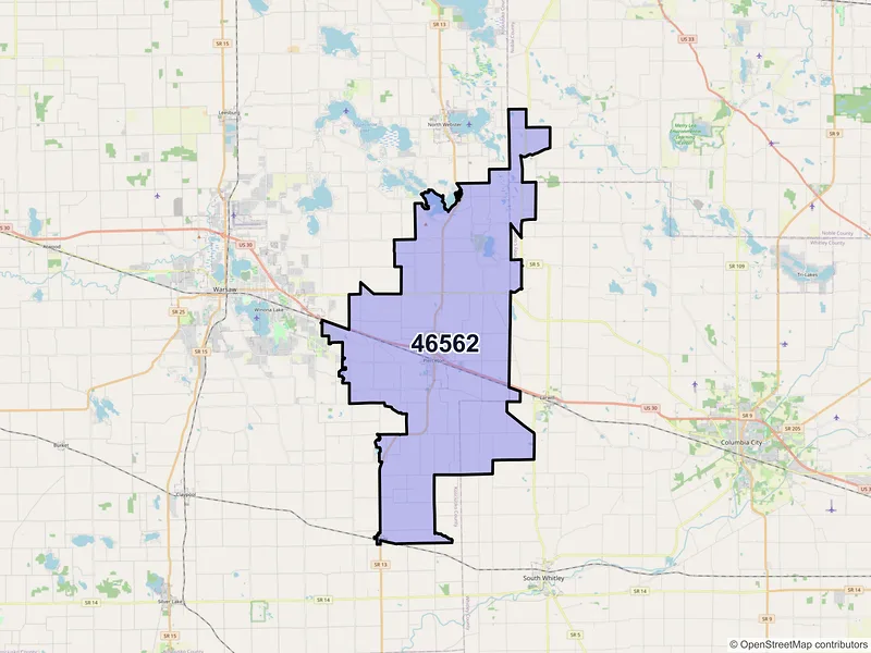 Map of ZIP Code 46562 — Pierceton, IN