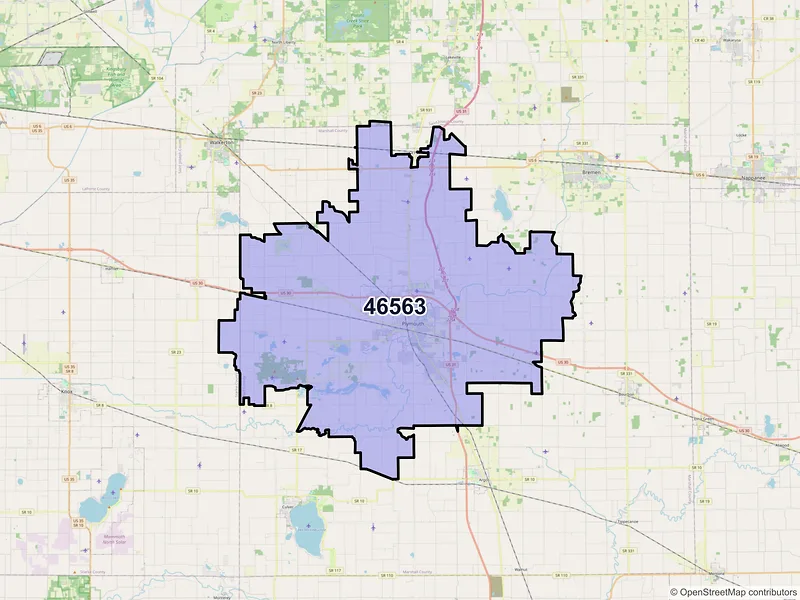 Map of ZIP Code 46563 — Plymouth, IN