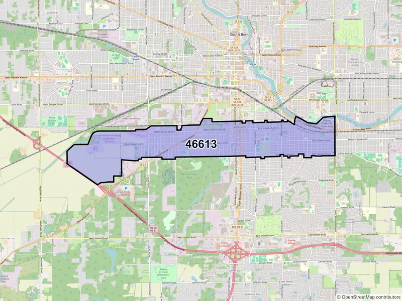Map of ZIP Code 46613 — South Bend, IN