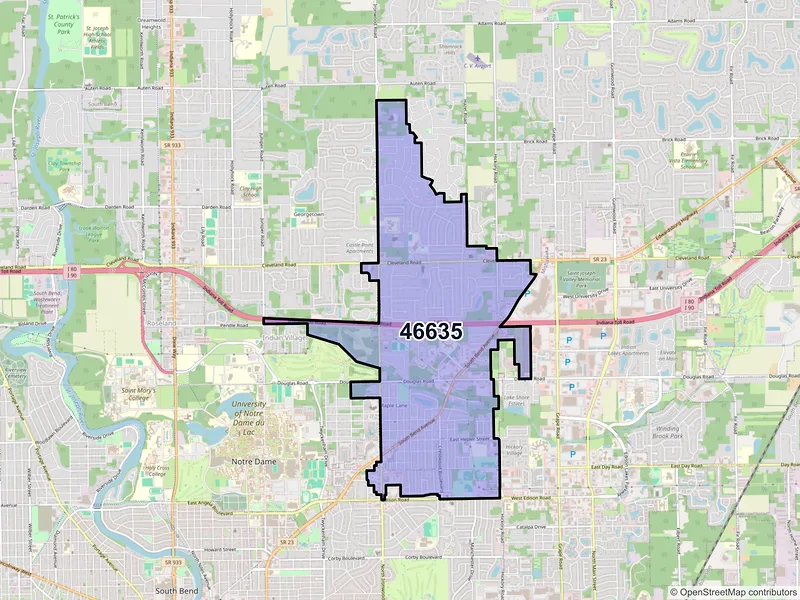 Map of ZIP Code 46635 — South Bend, IN
