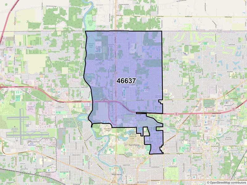 Map of ZIP Code 46637 — South Bend, IN
